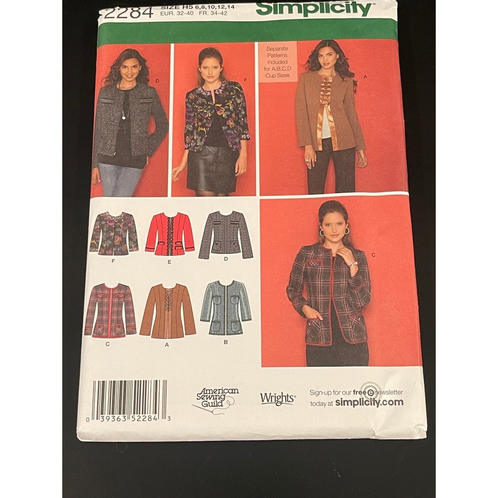 00177 - Simplicity 2284 Misses Petite Lined Jacket Sewing Pattern Size H5